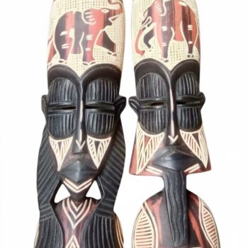 Authentic African Male & Female Wooden Wall Masks