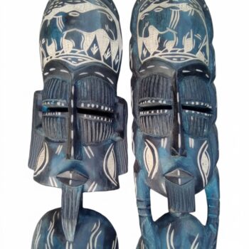 Handmade African Mask Set for Wall Decor (Male & Female)