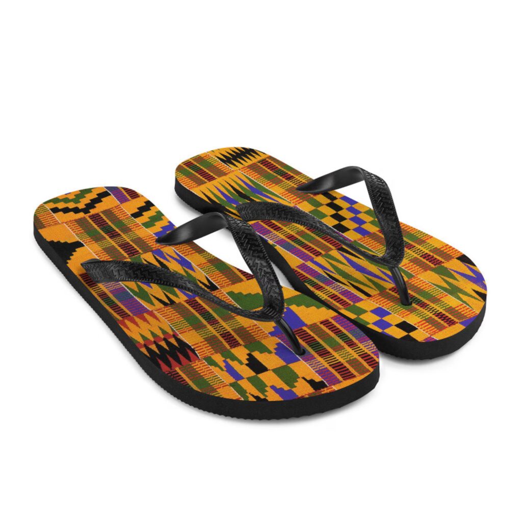 African print kente ladies flip flops - Christmas gift for girlfriend