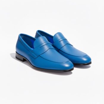 Blue Color Handmade Men's Suede Leather Loafers in Lagos, Nigeria