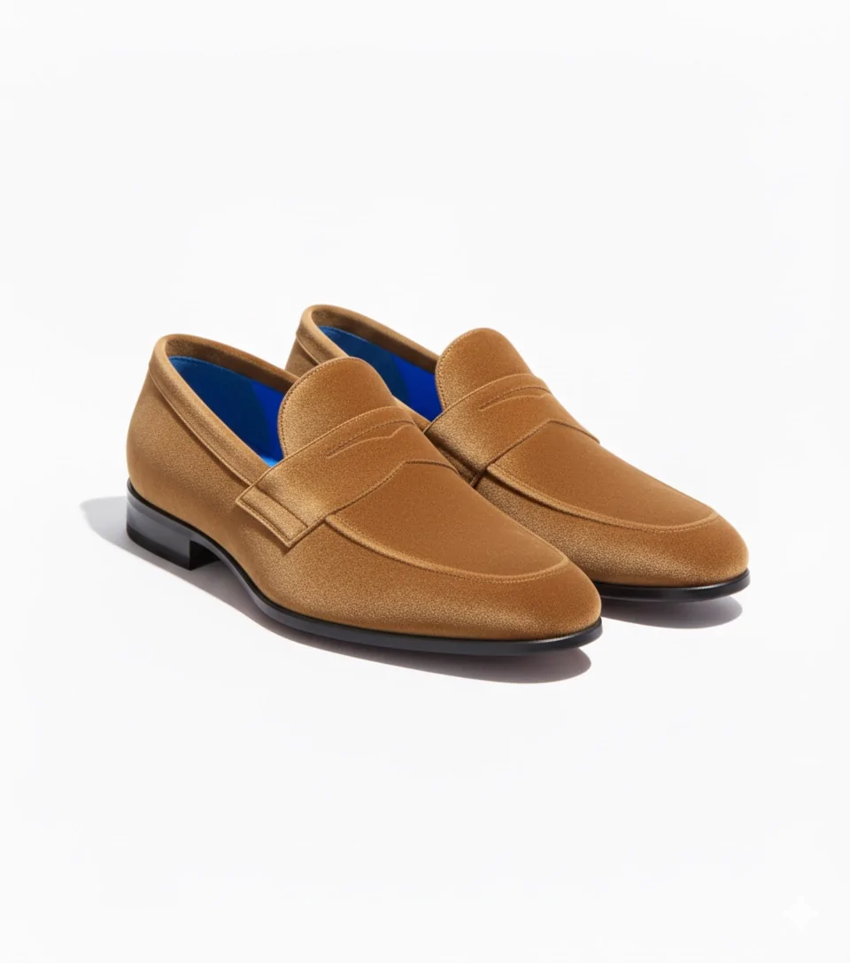 Tan Color Handmade Men's Suede Leather Loafers for Men in Lagos, Nigeria