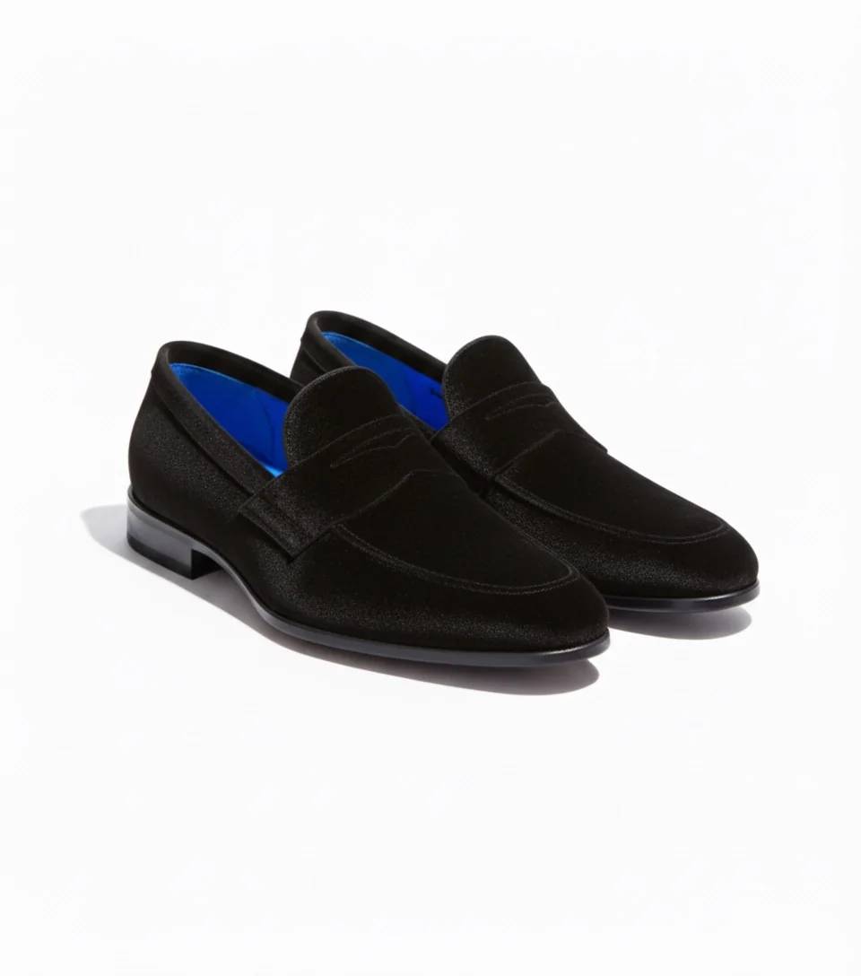 Velvet Black Color Handmade Men's Suede Leather Loafers for Men in Lagos, Nigeria