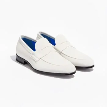 White Color Handmade Men's Suede Leather Loafers for Men in Lagos, Nigeria
