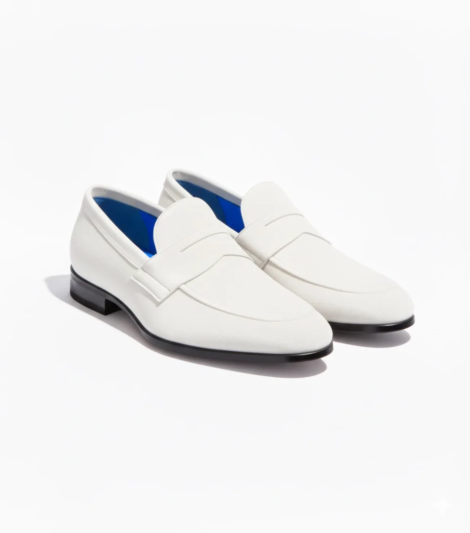 White Color Handmade Men's Suede Leather Loafers for Men in Lagos, Nigeria
