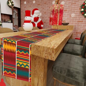 African print Christmas table runner