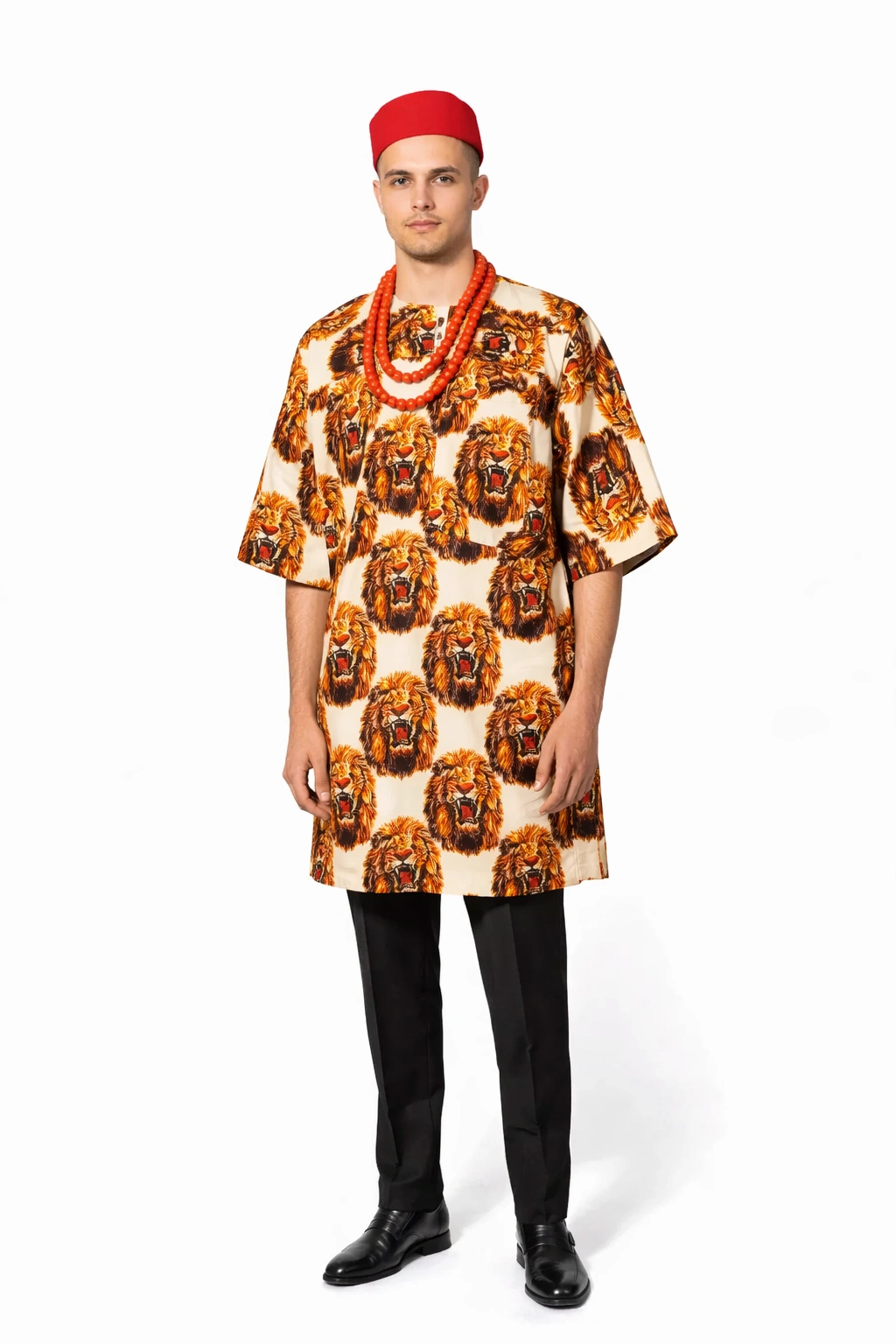 The Ultimate Guide to Nigerian Male Wedding Guest Attire: Style, Culture, and Tradition 3 A man wearing a Isi Agu Nigerian Igbo traditional dress, useful as a male wedding attire for weddings in Nigeria