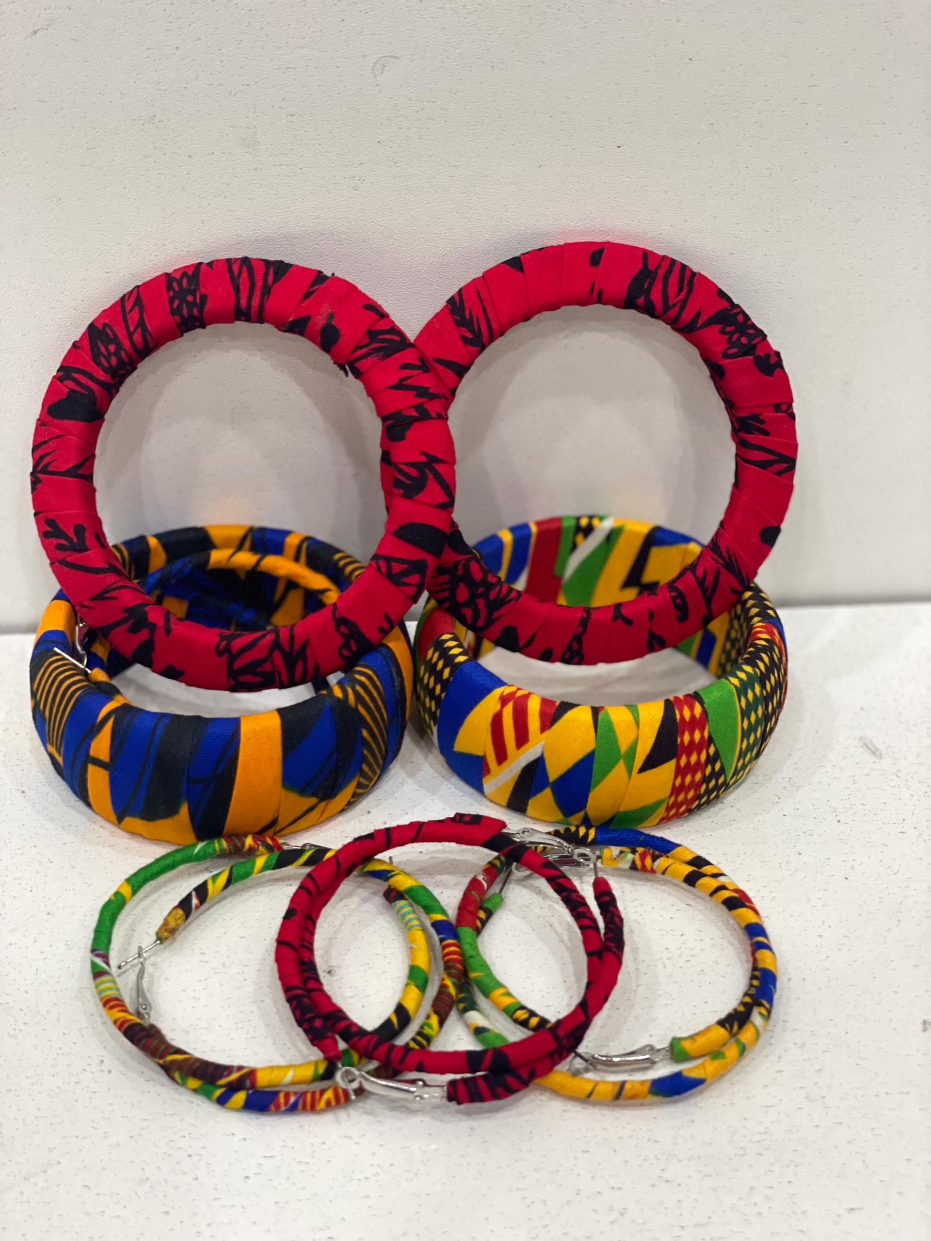 African Print Bangle and Earring Set