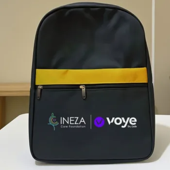 INEZA Care Foundation custom branded school backpacks design corporate branded promotional gift in Nigeria by African Things 10 e1773838046752