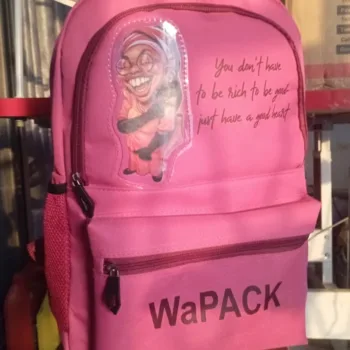 branded kids school backpack and lunch bag set Mummy Wa KiddiePacks Nigeria pink custom character print
