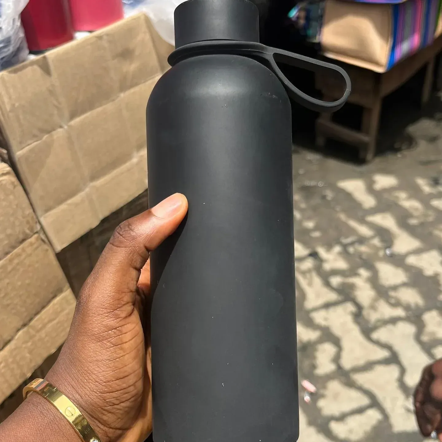A stainless steel vacuum cup