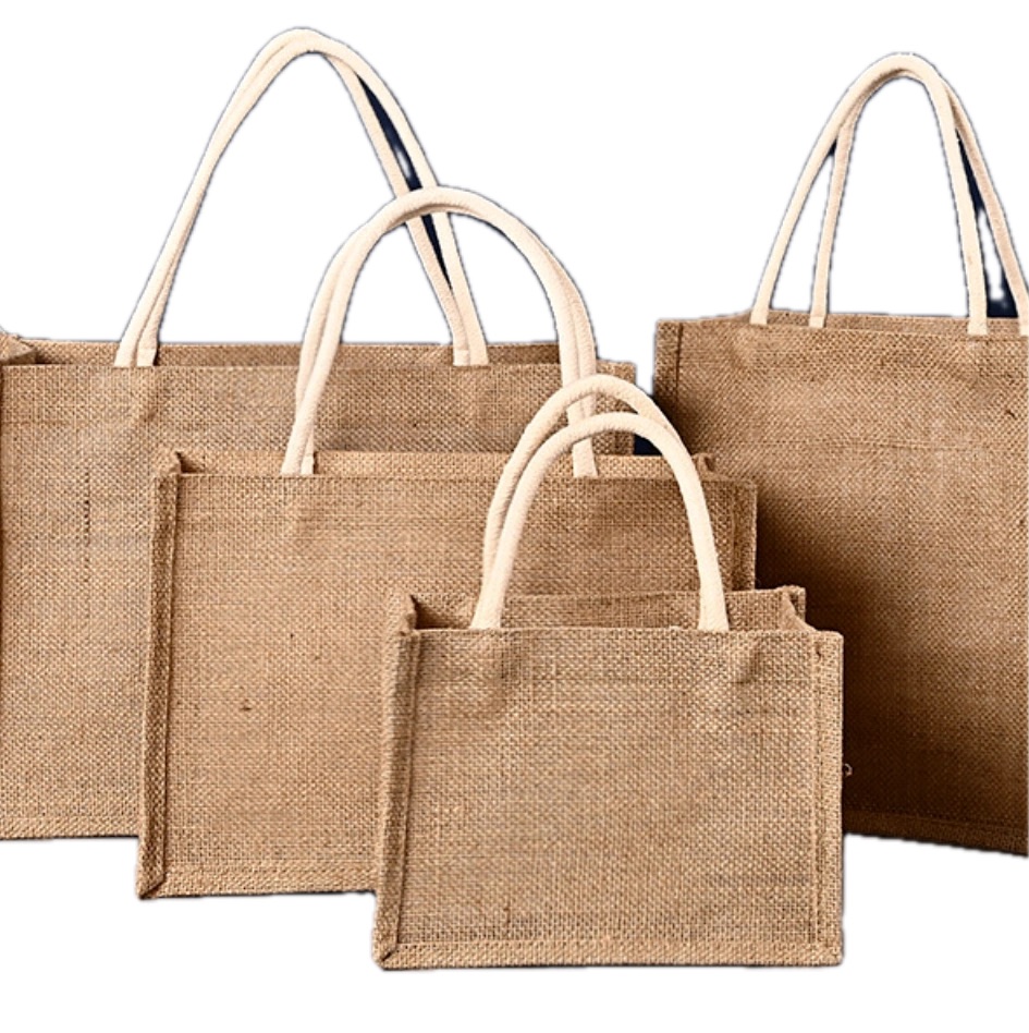 Natural jute tote bag with geometric African border design — wholesale souvenir bags Nigeria
