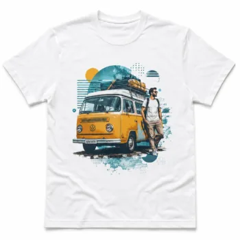White custom branded T-shirt with graphics