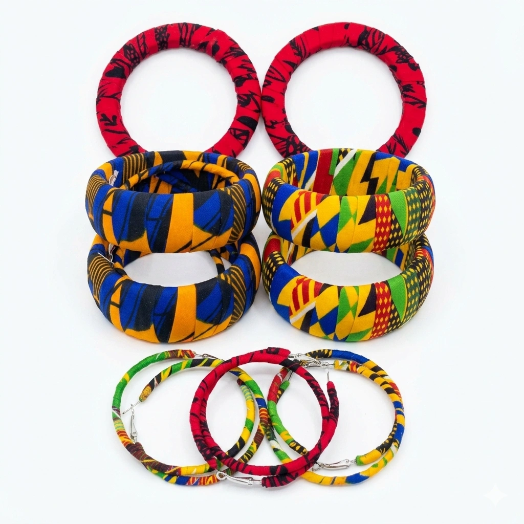 20. Ankara Earrings & Bangle Set