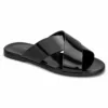 Handmade men's sleek black slide sandal criss cross for men