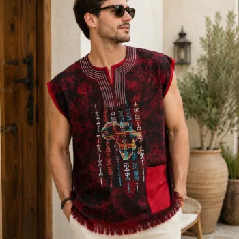 Male model wearing Adire tie dye shirt 2