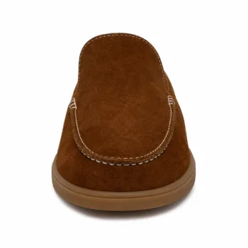 mens suede backless loafers handmade mules front view