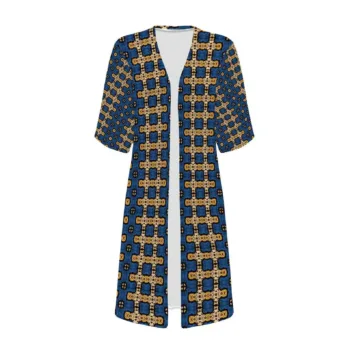 Blue Ankara African Print Kimono Robe – Women’s Cape Cardigan | Afrocentric Boho Cover Up