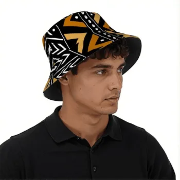 Brown Mud Cloth Bucket Hat | African Print Sun Hat | Afrocentric Festival Hat | Unisex Boho Summer Hat