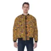 Men’s Kente-inspired African print bomber jacket with full zip and rib-knit trims