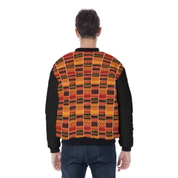 African print kente bomber jacket, Afrocentric varsity jacket