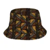 Brown Mud Cloth African print bucket hat with geometric pattern