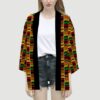 Unisex Kente African print kimono robe with vibrant Ghana-inspired pattern