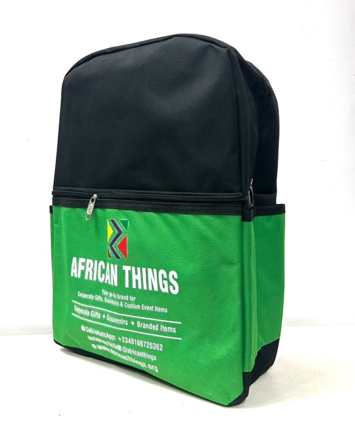 A branded/customized school bag/backpack from African Things for corporate gifts and promotional souvenirs in Nigeria