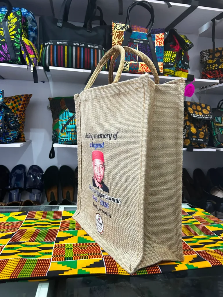 Customized printed natural jute bags for funeral souvenir