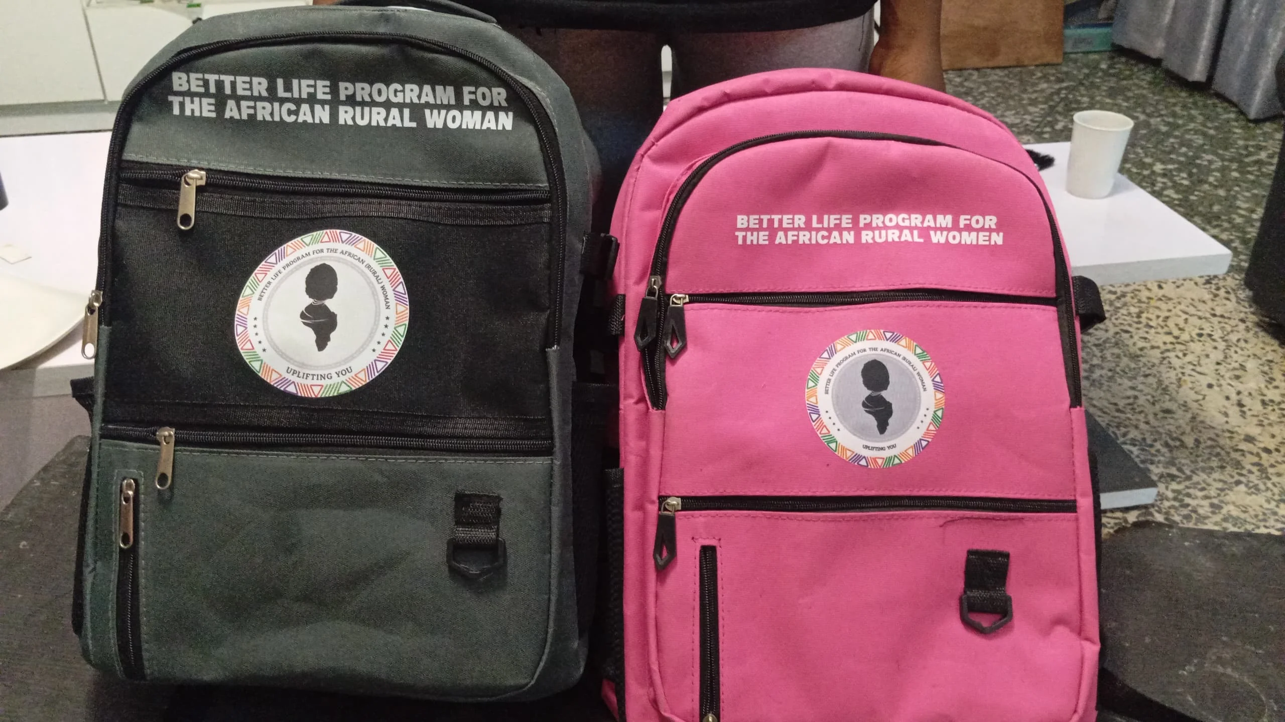 Corporate branded backpacks from African Things for the Better Life Program for The African Rural Woman