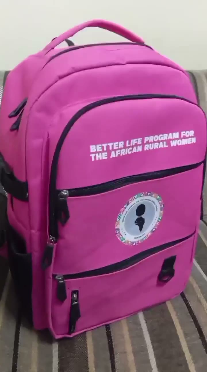 Corporate branded backpacks from African Things for the Better Life Program for The African Rural Woman