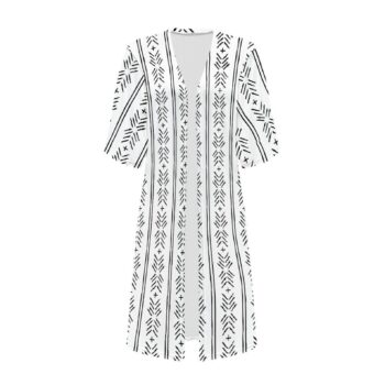 Women's Black and White African Print Mud Cloth Kimono Robe | African Print Cape