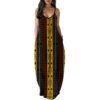Mud Cloth print sleeveless maxi dress with geometric African pattern and side pockets
