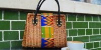 Basket with Kente African Print Handbag