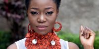 Orange African Print necklace, earring and bangle